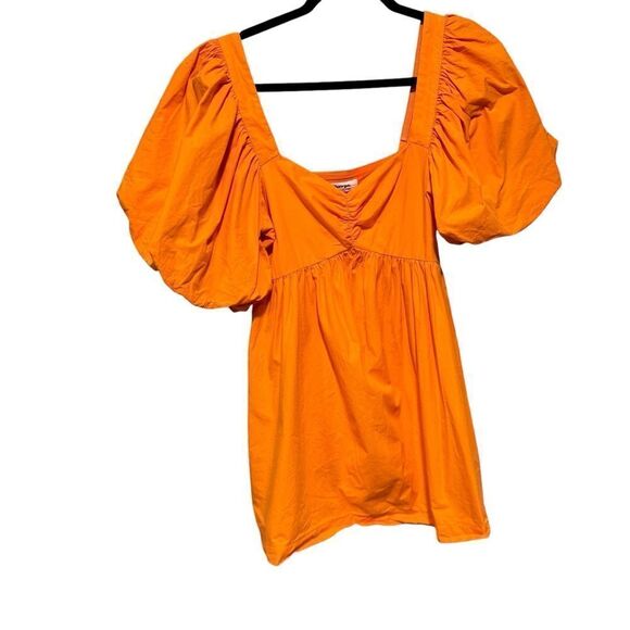 Revolve Showpo. Vashti Tangerine Orange Puff Sleeve Empire Sweetheart Mini Dress - Picture 6 of 8